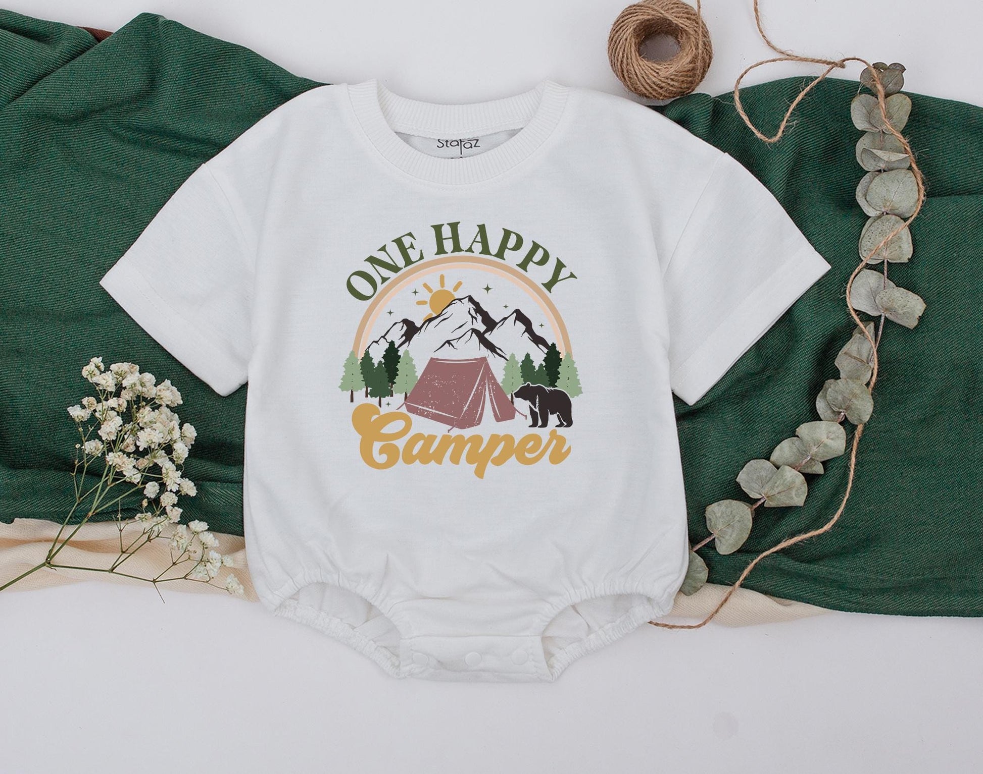 Matching Family Camping Shirts: One Happy Camper 1st Birthday Outfit, Camp Mommy & Me, Baby Romper, Natural & Comfortable
