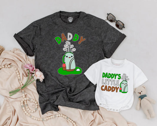 Personalized Golf Dad & Baby Matching Outfit Daddy’s Little Caddy Cute Father’s Day Baby Boy Golf Gift