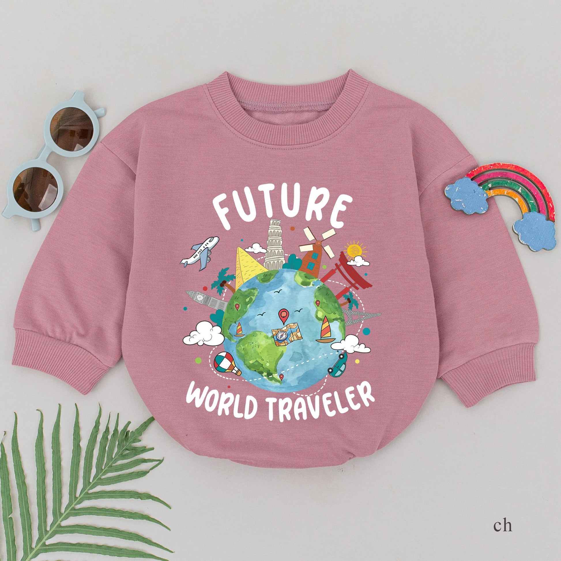 Future World Traveler Baby Romper Adventure Outfit, Cute Explorer Baby Boy or Girl Gift, Travel Baby Shower Gift 135 Characters