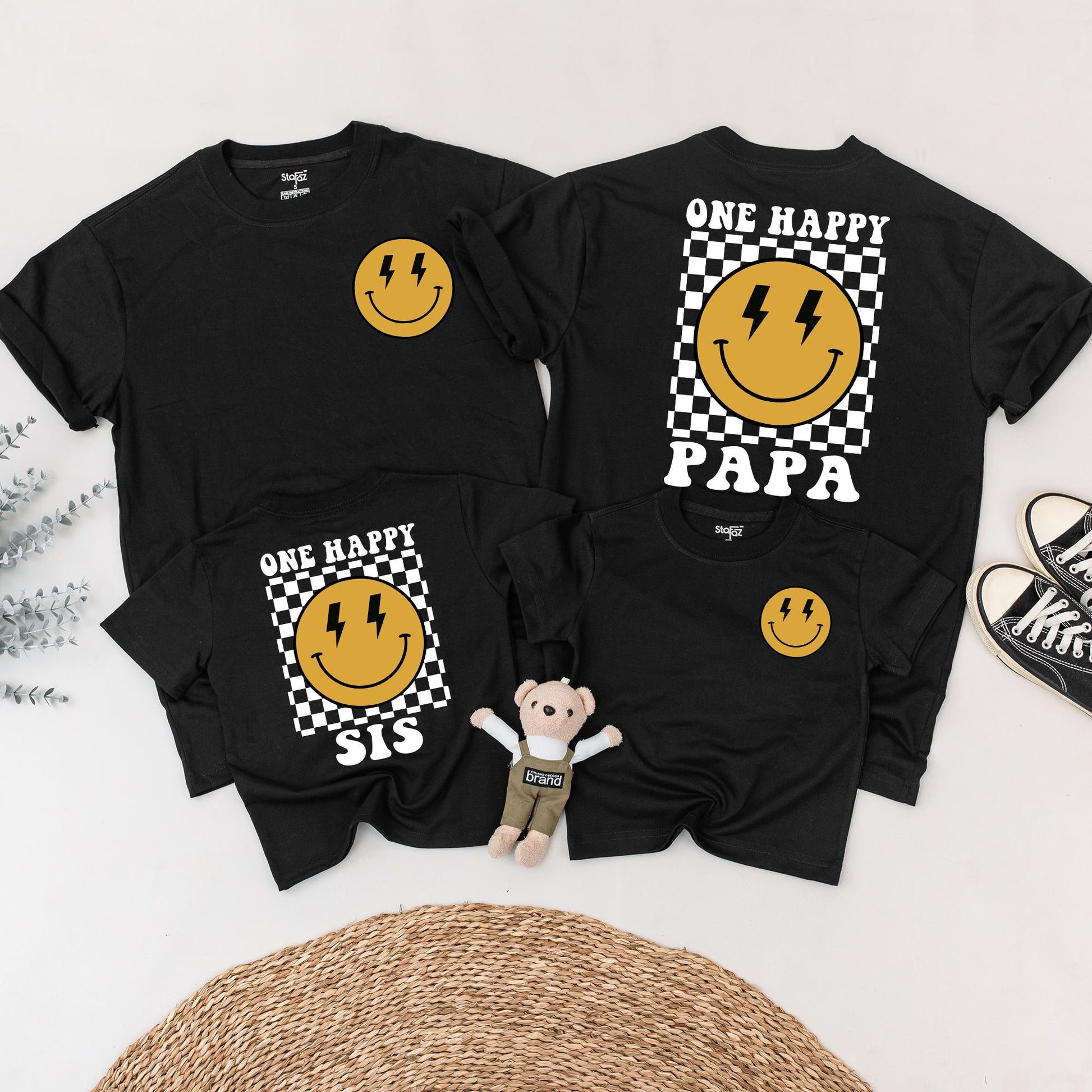 One Happy Dude First Birthday Shirt Matching Family Outfits Baby Boy Celebration Smiley Face Design Cotton Comfortable Party Outfit
