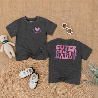 Cuter Version of Daddy Baby Romper with Heart Graphic | Father's Day Bodysuit Gift for Baby Girl Pink & Purple Wavy Text Retro Style