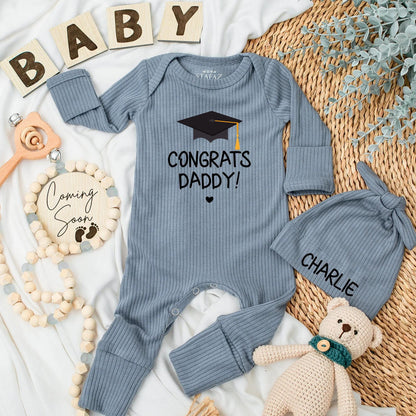 Congrats Daddy Baby Bodysuit Graduation Gift for New Dad from Baby Black Cap Yellow Tassel Newborn Romper First Father's Day Outfit