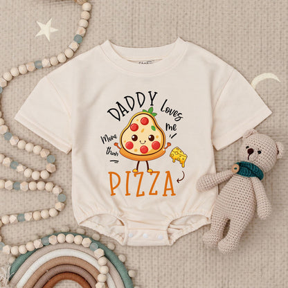 Daddy Loves Me More Than Pizza Romper Funny Baby Bodysuit Father's Day Outfit Cute Pizza Slice Design Infant Onesie Gift Newborn Clothes 130