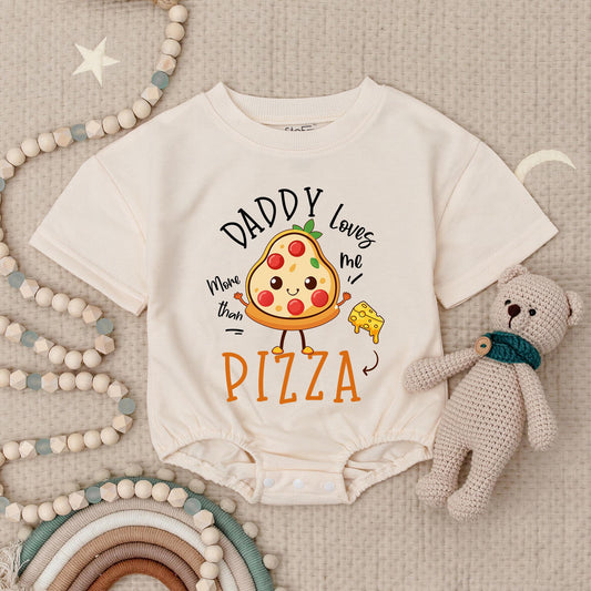 Daddy Loves Me More Than Pizza Romper Funny Baby Bodysuit Father's Day Outfit Cute Pizza Slice Design Infant Onesie Gift Newborn Clothes 130