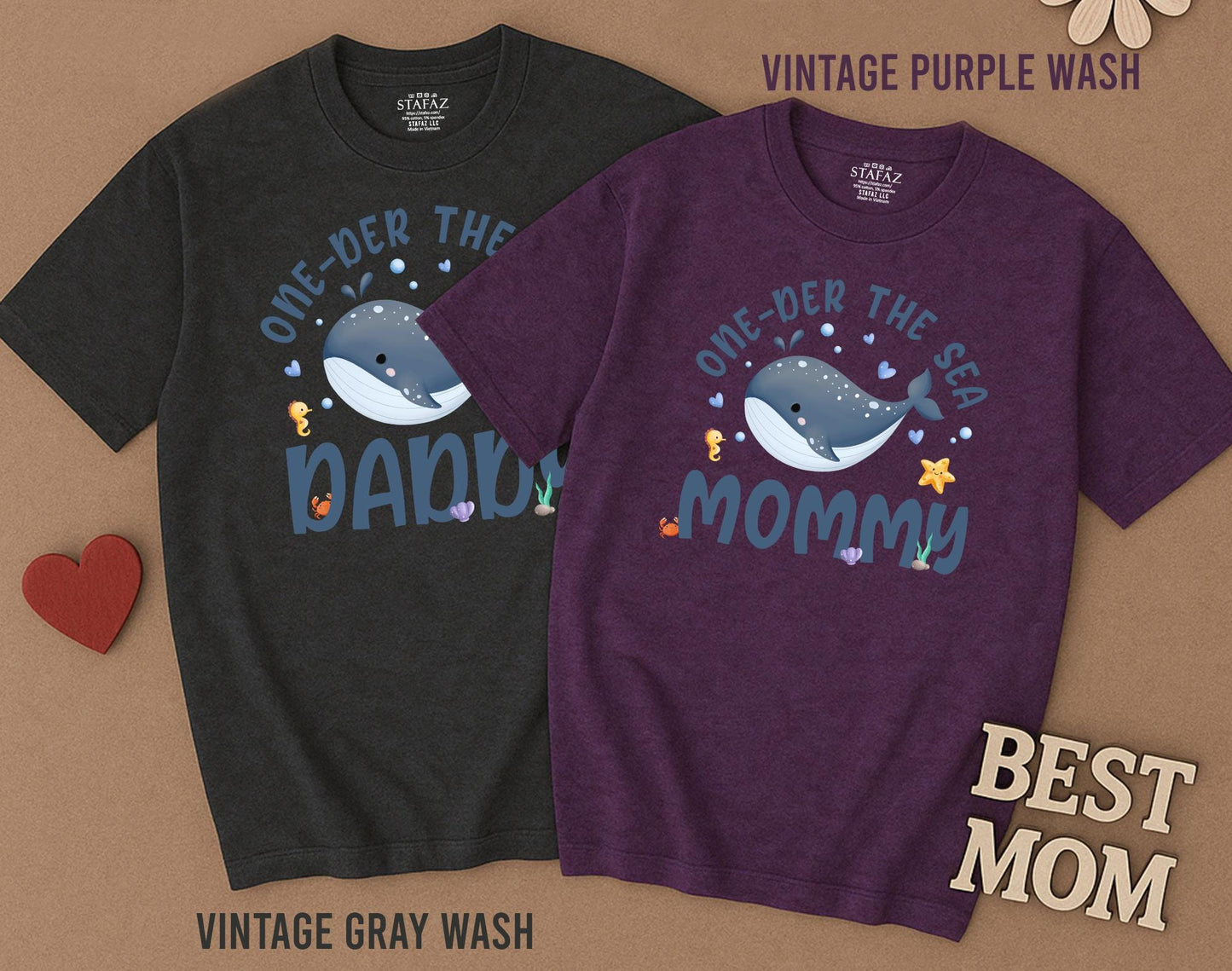 Matching Family Oneder The Sea Ocean Birthday Shirts Mermaid Baby Boy Romper Outfit Custom Name First Birthday Bodysuit Aquarium Sea Animals Theme