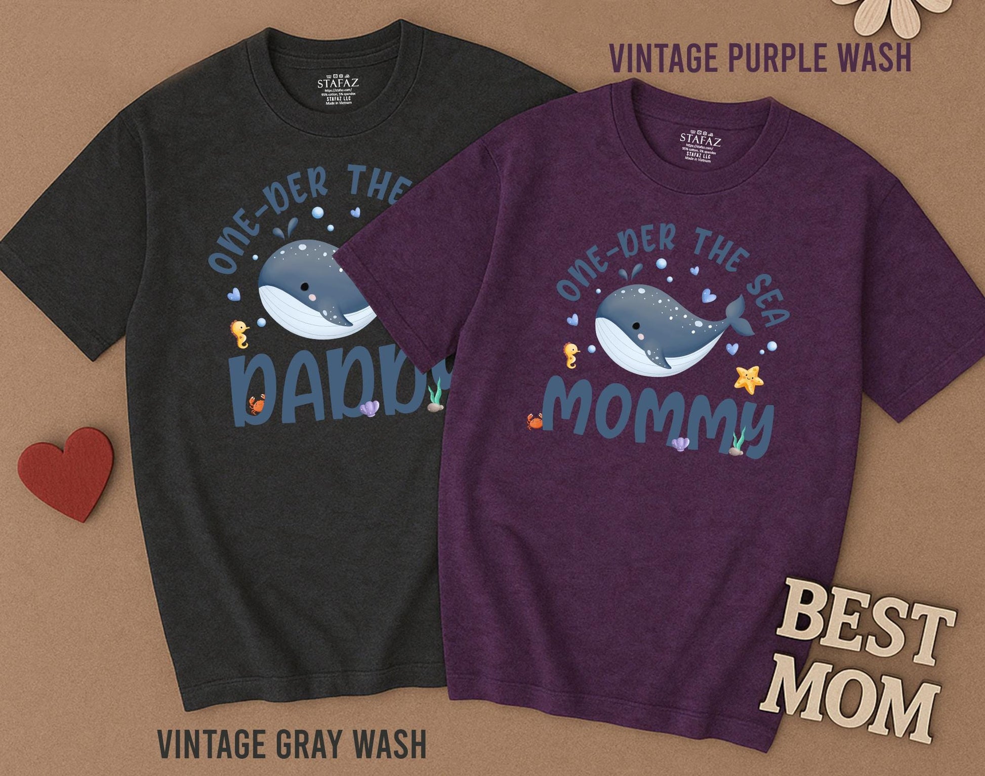 Matching Family Oneder The Sea Ocean Birthday Shirts Mermaid Baby Boy Romper Outfit Custom Name First Birthday Bodysuit Aquarium Sea Animals Theme