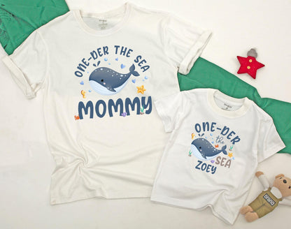 Matching Family Oneder The Sea Ocean Birthday Shirts Mermaid Baby Boy Romper Outfit Custom Name First Birthday Bodysuit Aquarium Sea Animals Theme