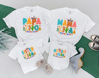 Uno Fiesta Birthday Family Matching Shirts for My First Fiesta Taco Bout One Baby Bodysuit and Abuela Mexican Party Outfit Gift