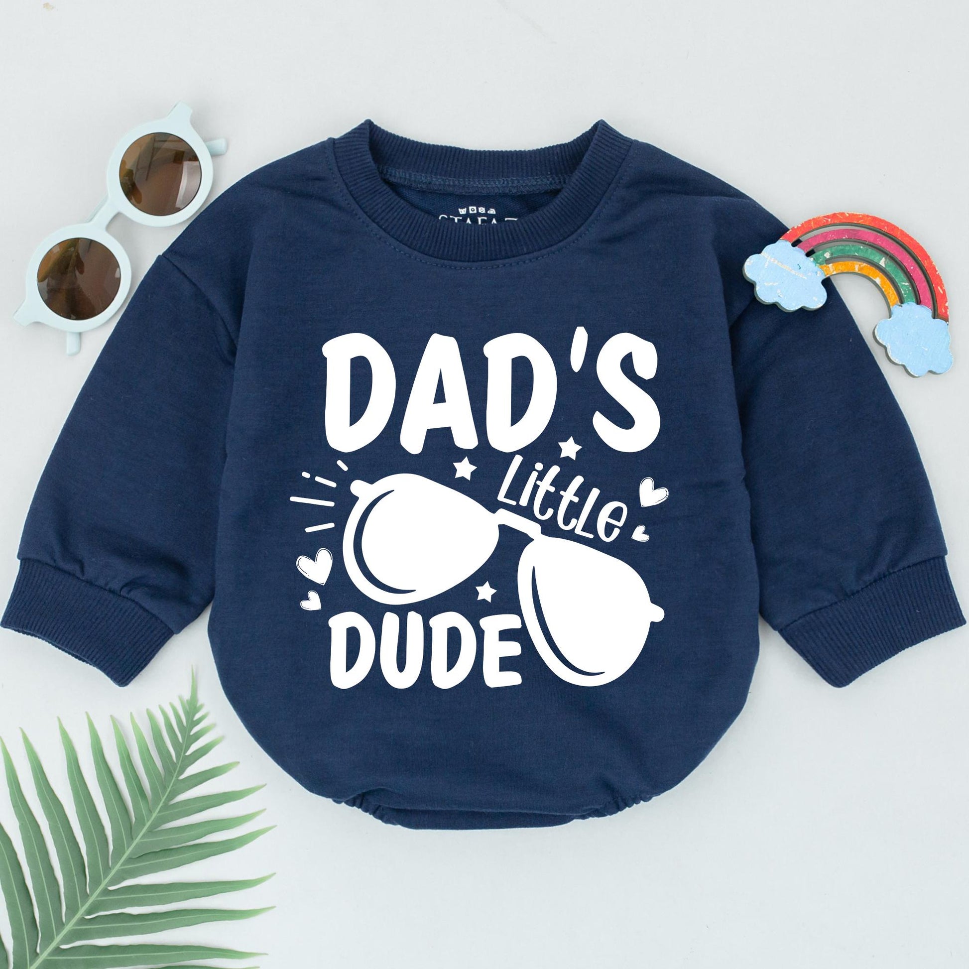 Dad's Little Dude Baby Boy Romper, Funny Daddy & Son Outfit, Cool Graphic Bodysuit, New Dad Gift, Father's Day Baby Clothes