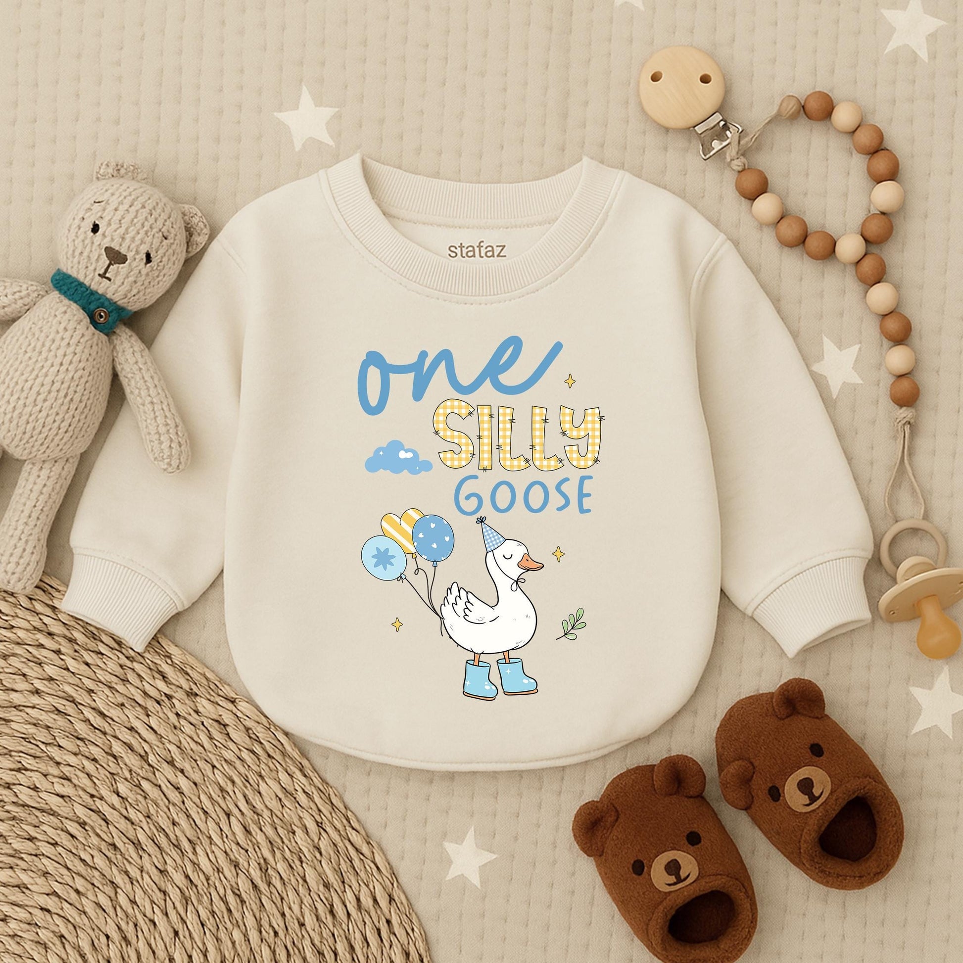 Personalized Silly Goose 1st Birthday Bubble Romper Boy Outfit Comfortable Baby Newborn Celebration Bodysuit Keepsake Gift Idea Cotton