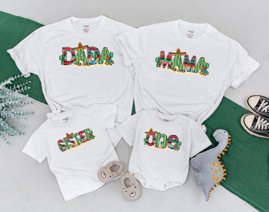 Uno Fiesta Birthday Shirt My First Fiesta Matching Family Outfit Taco Bout One Abuela Baby Bodysuit Mexican