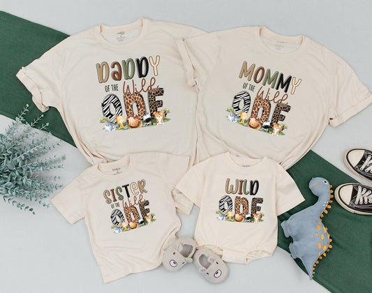 Wild One Safari Family Matching Birthday Shirts Zoo Vacation Squad Mommy of the Wild One First Birthday Outfit Animal Adventure