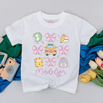 Personalized Back to School T-Shirt for Kids, Custom Name First Day Outfit, Cute School Tees for Girl, Kindergarten, Preschool Gift Idea, Fun Design