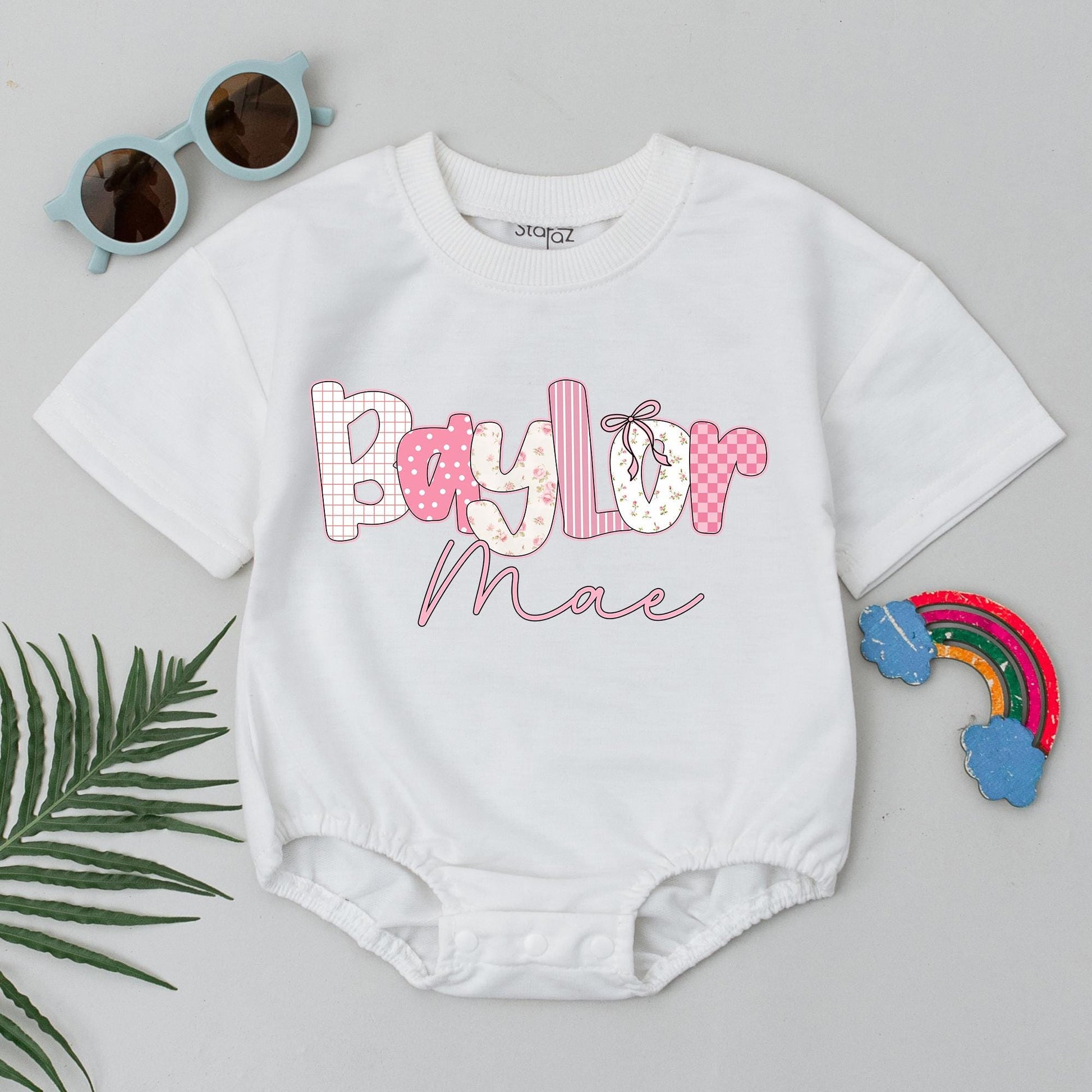 Floral Baby Girl Romper Personalized Name Summer Bodysuit Custom Birthday Outfit Baby Shower Gift
