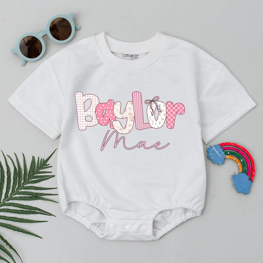 Floral Baby Girl Romper Personalized Name Summer Bodysuit Custom Birthday Outfit Baby Shower Gift