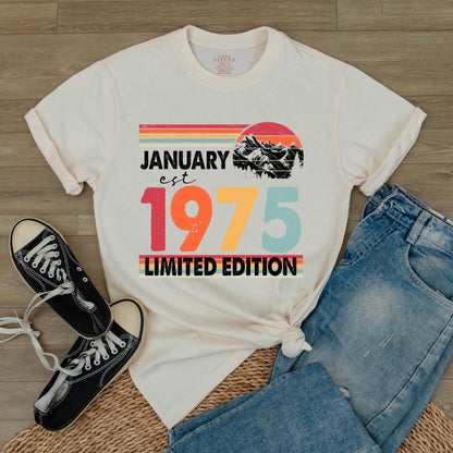 50th Birthday Shirt for Women & Men: 1975 Vintage Tee Gift, Fifties Bday Party Number Shirt, Retro Gift, Comfortable