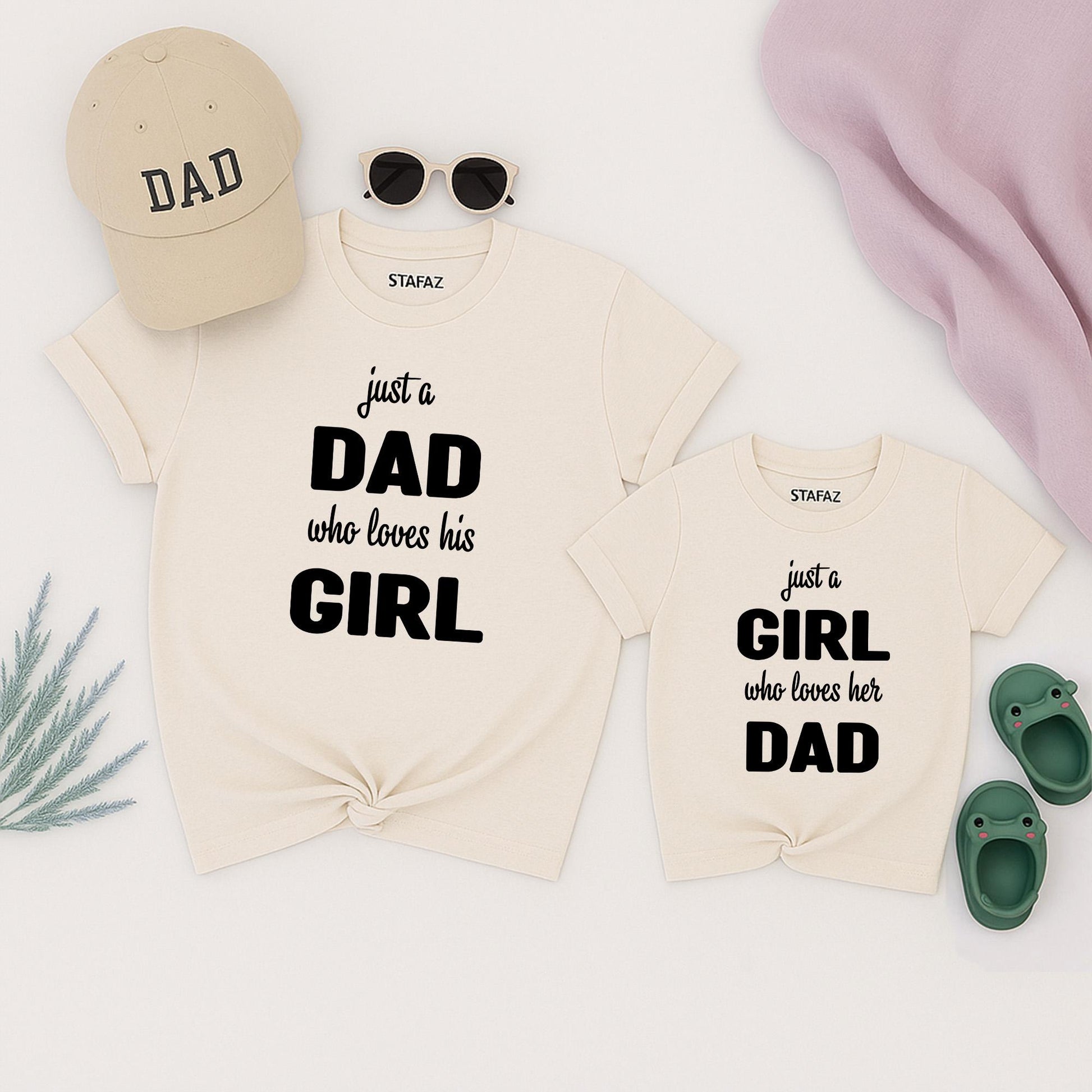 Just a Dad Who Loves His Girl Matching Shirt Set: Daddy and Me Father's Day Gift for Daughter, Cute Tee