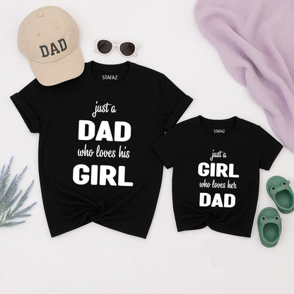 Just a Dad Who Loves His Girl Matching Shirt Set: Daddy and Me Father's Day Gift for Daughter, Cute Tee