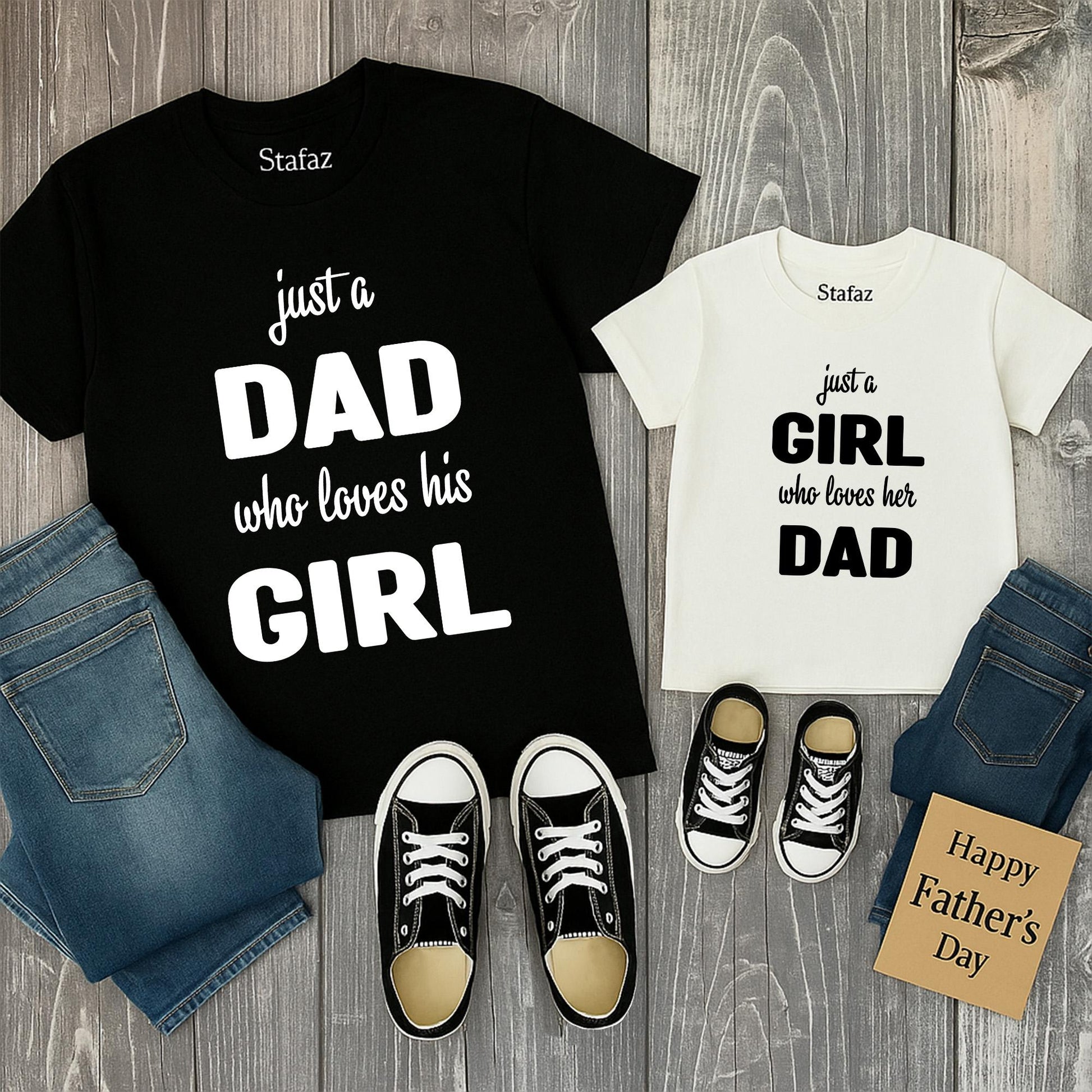 Just a Dad Who Loves His Girl Matching Shirt Set: Daddy and Me Father's Day Gift for Daughter, Cute Tee