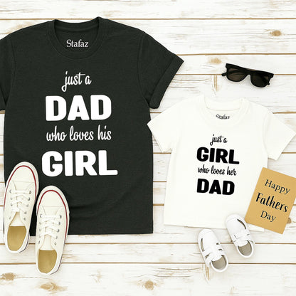 Just a Dad Who Loves His Girl Matching Shirt Set: Daddy and Me Father's Day Gift for Daughter, Cute Tee