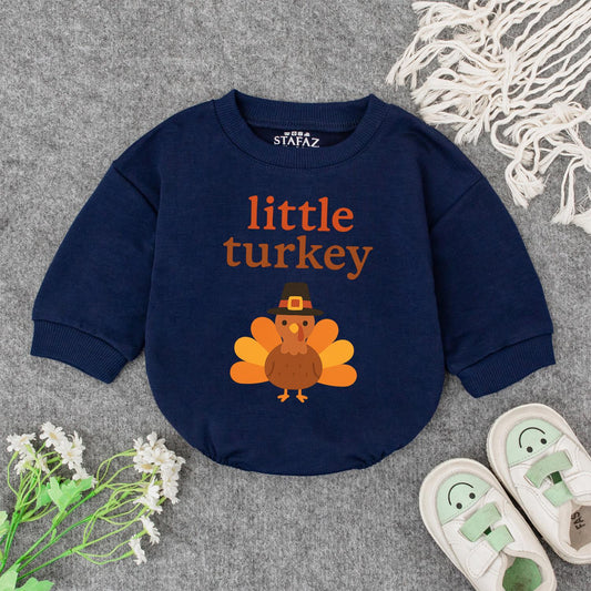 Little Turkey First Thanksgiving Romper Gift Set, Cute Pilgrim Turkey Outfit for Baby's First Fall Celebration, Coming Home Outfit,  Thankful  (138 chars)