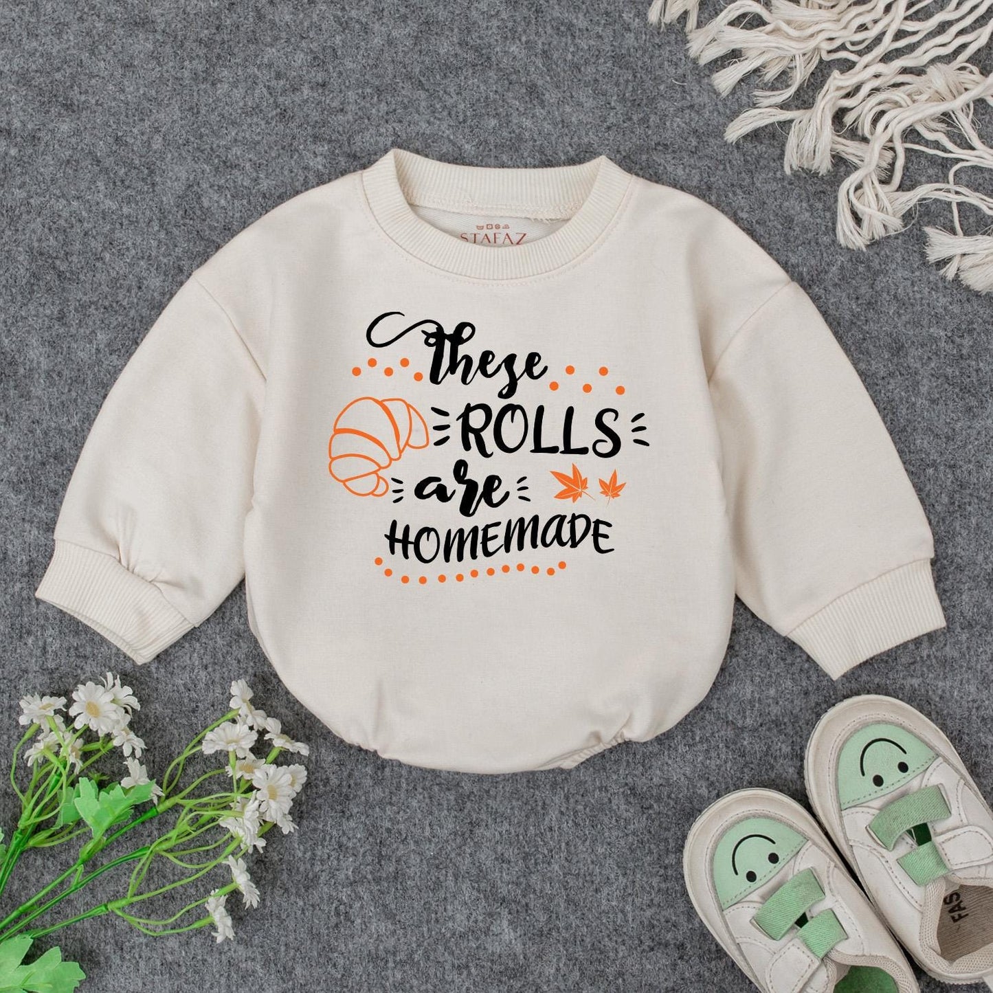 Homemade Rolls Fall Baby Outfit, Pumpkin Newborn Bubble Romper, Thanksgiving Bodysuit, Playful Autumn Kid Sweatshirt, Spooky Babe Clothes, Gift 139
