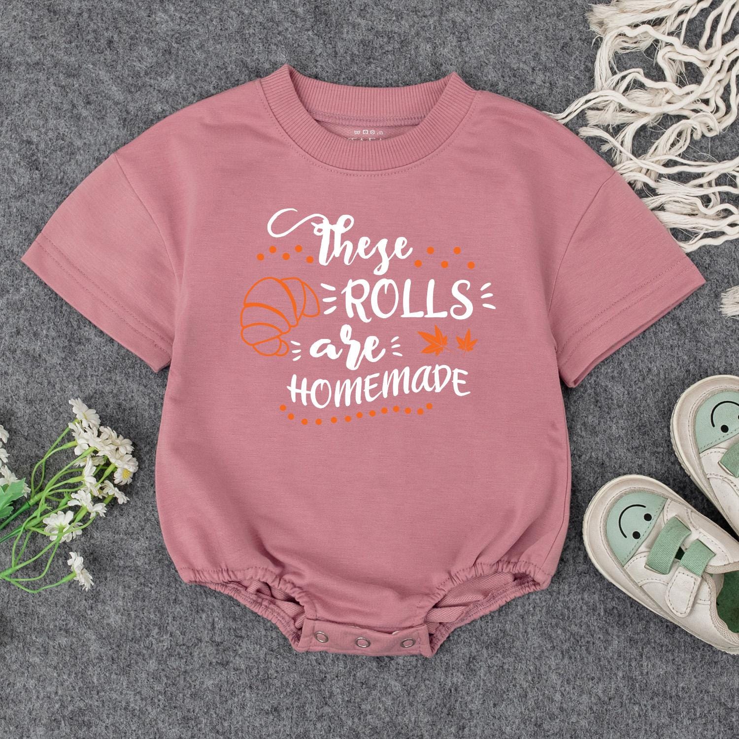 Homemade Rolls Fall Baby Outfit, Pumpkin Newborn Bubble Romper, Thanksgiving Bodysuit, Playful Autumn Kid Sweatshirt, Spooky Babe Clothes, Gift 139
