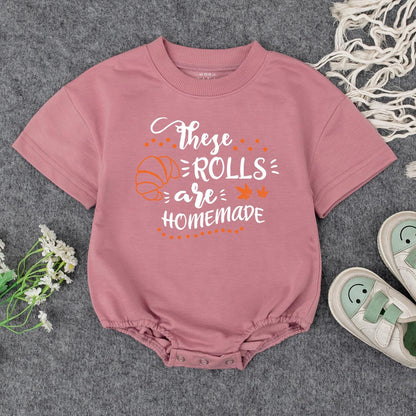 Homemade Rolls Fall Baby Outfit, Pumpkin Newborn Bubble Romper, Thanksgiving Bodysuit, Playful Autumn Kid Sweatshirt, Spooky Babe Clothes, Gift 139