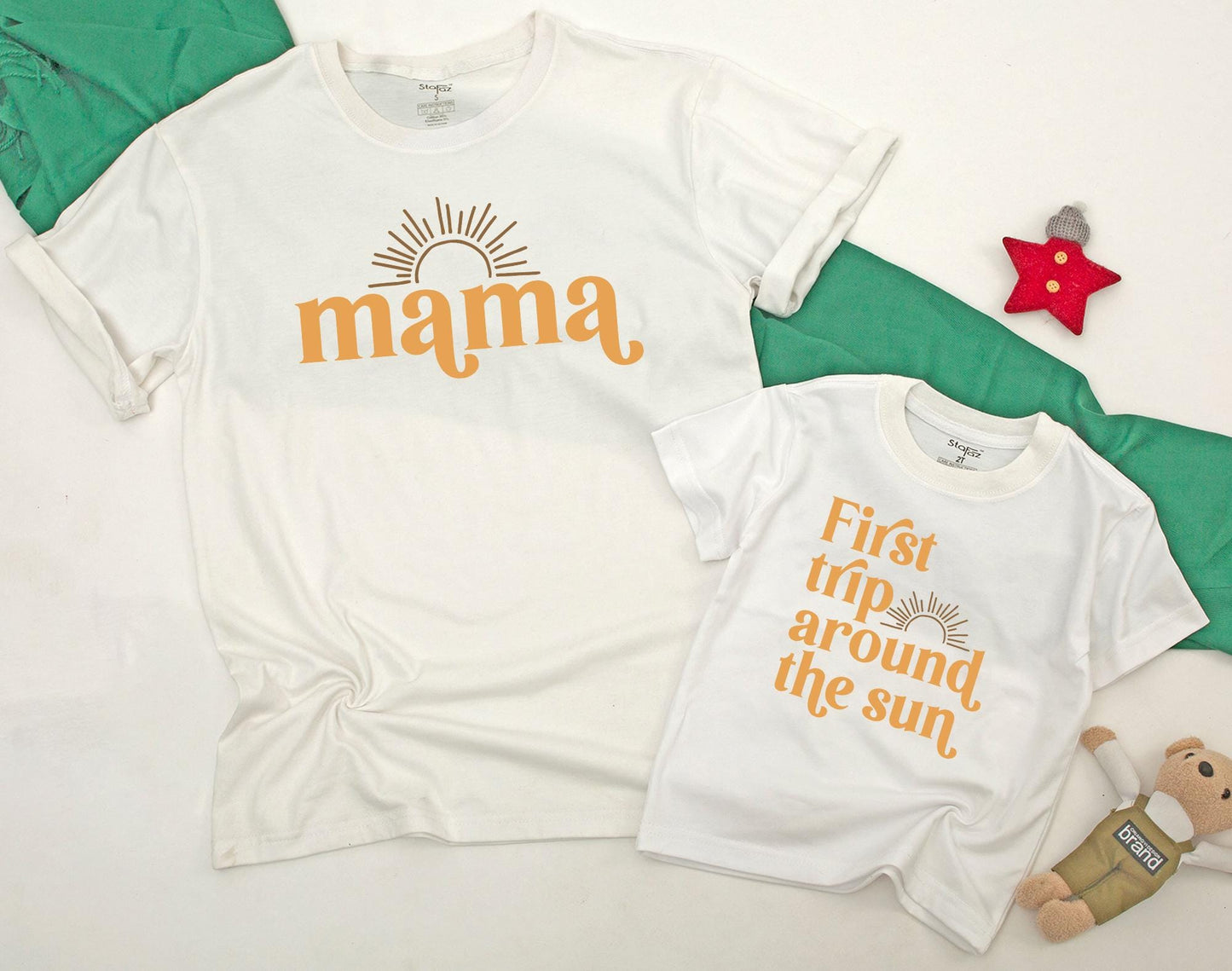 Sunshine First Birthday Trip Around The Sun Shirt Matching Family Outfits Groovy Vibes Baby Bodysuit Mommy and Me