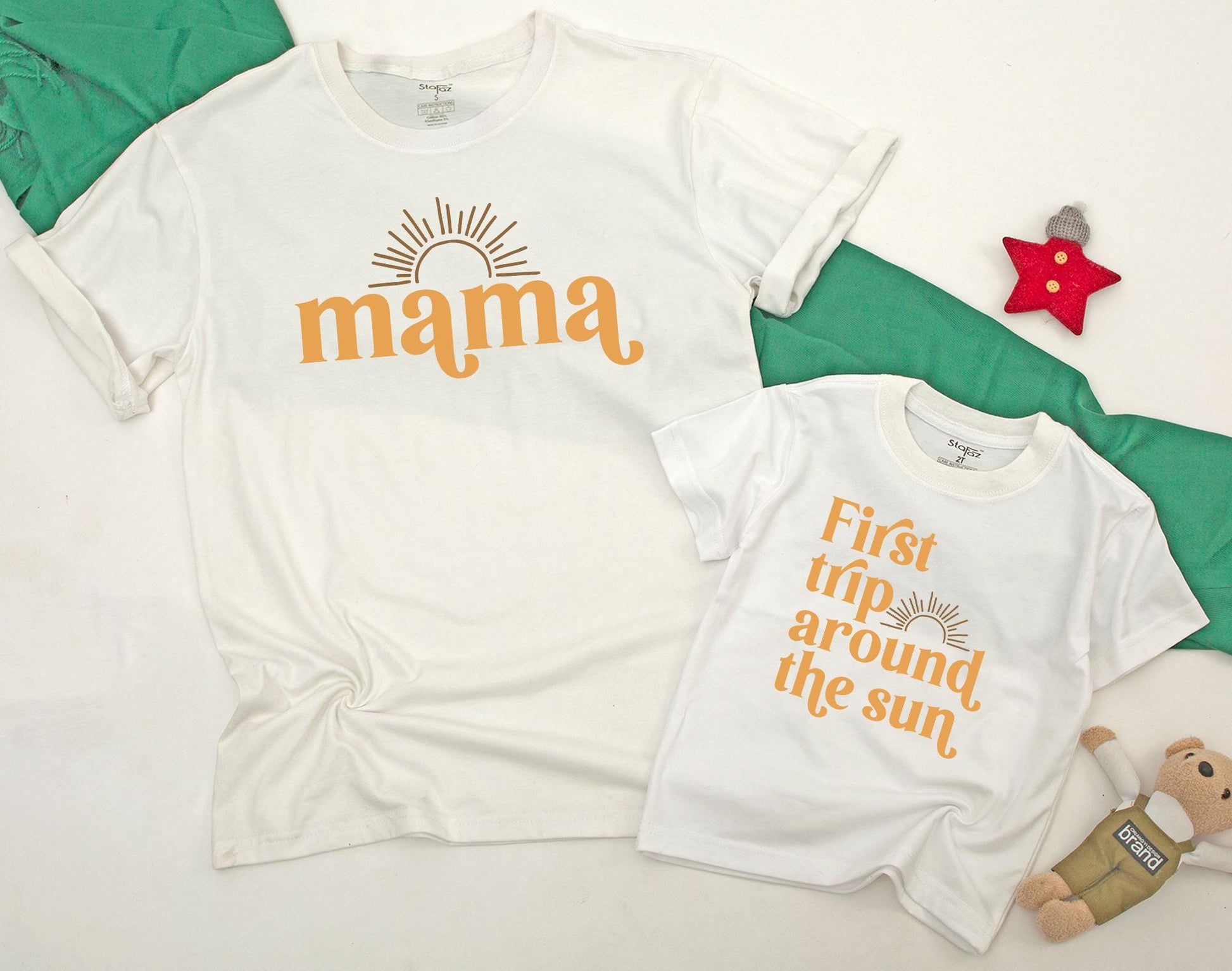 Sunshine First Birthday Trip Around The Sun Shirt Matching Family Outfits Groovy Vibes Baby Bodysuit Mommy and Me