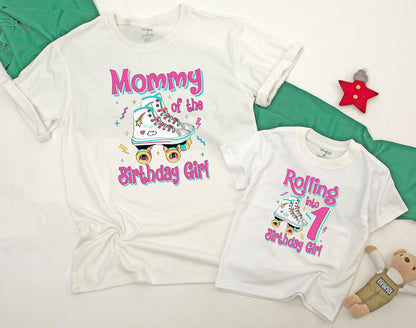 Personalized Rolling Into Birthday Girl Roller Skate Shirt Baby Girl Matching Family Outfits