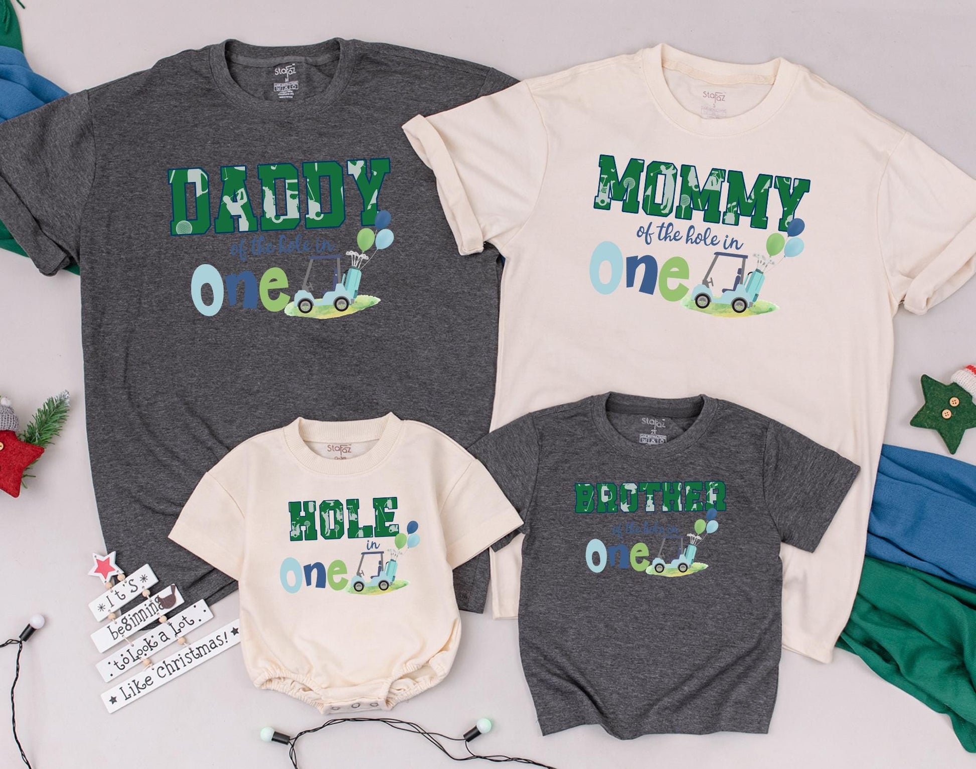Hole in One 1st Birthday Golf Shirt, Matching Family Outfits, Baby Boy Bodysuit, Custom Toddler Golfing Party Shirts