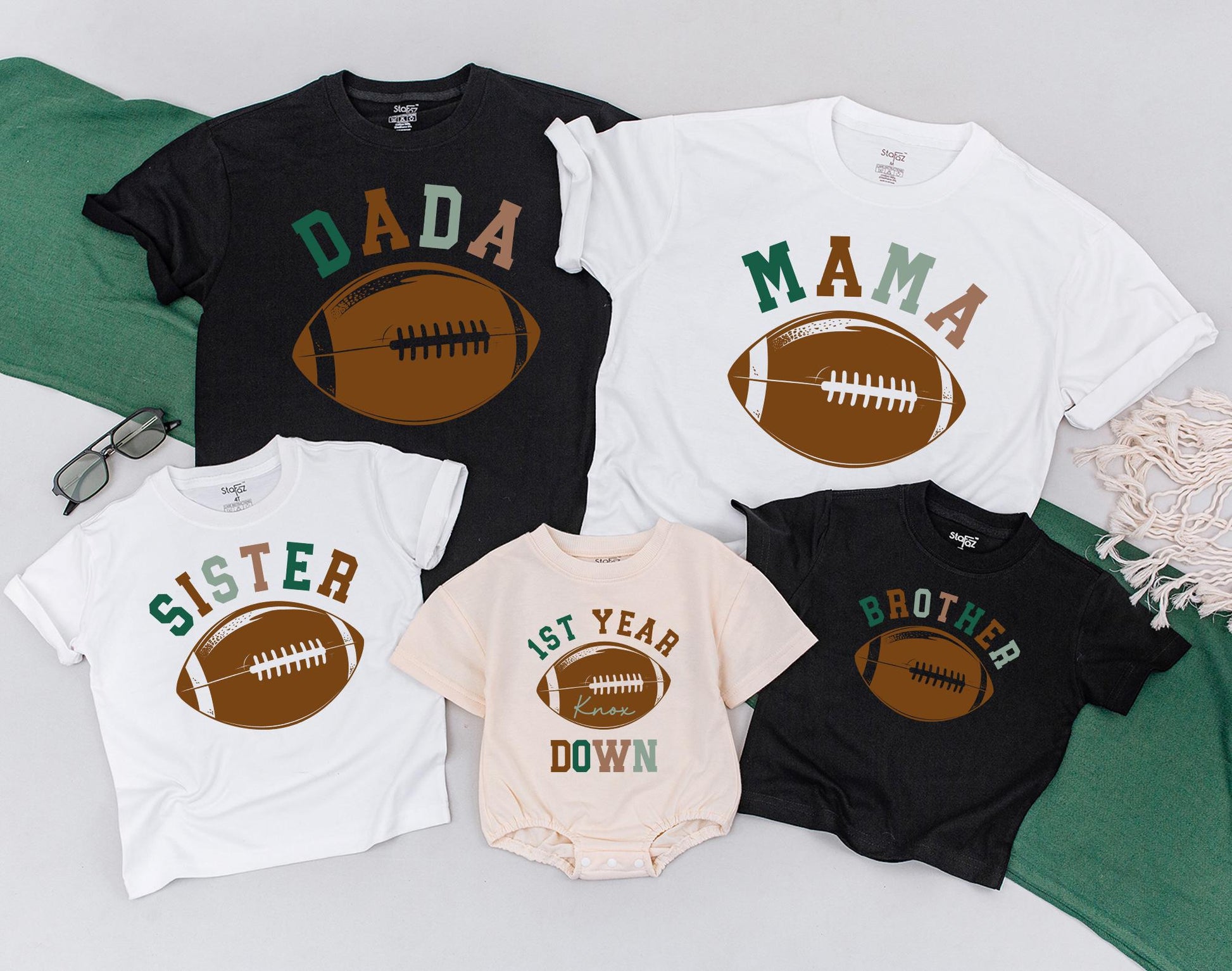 First Birthday Football Family Shirts Touchdown Celebration Boy's 1st Birthday Outfit Dad Mama Matching Party Gear
