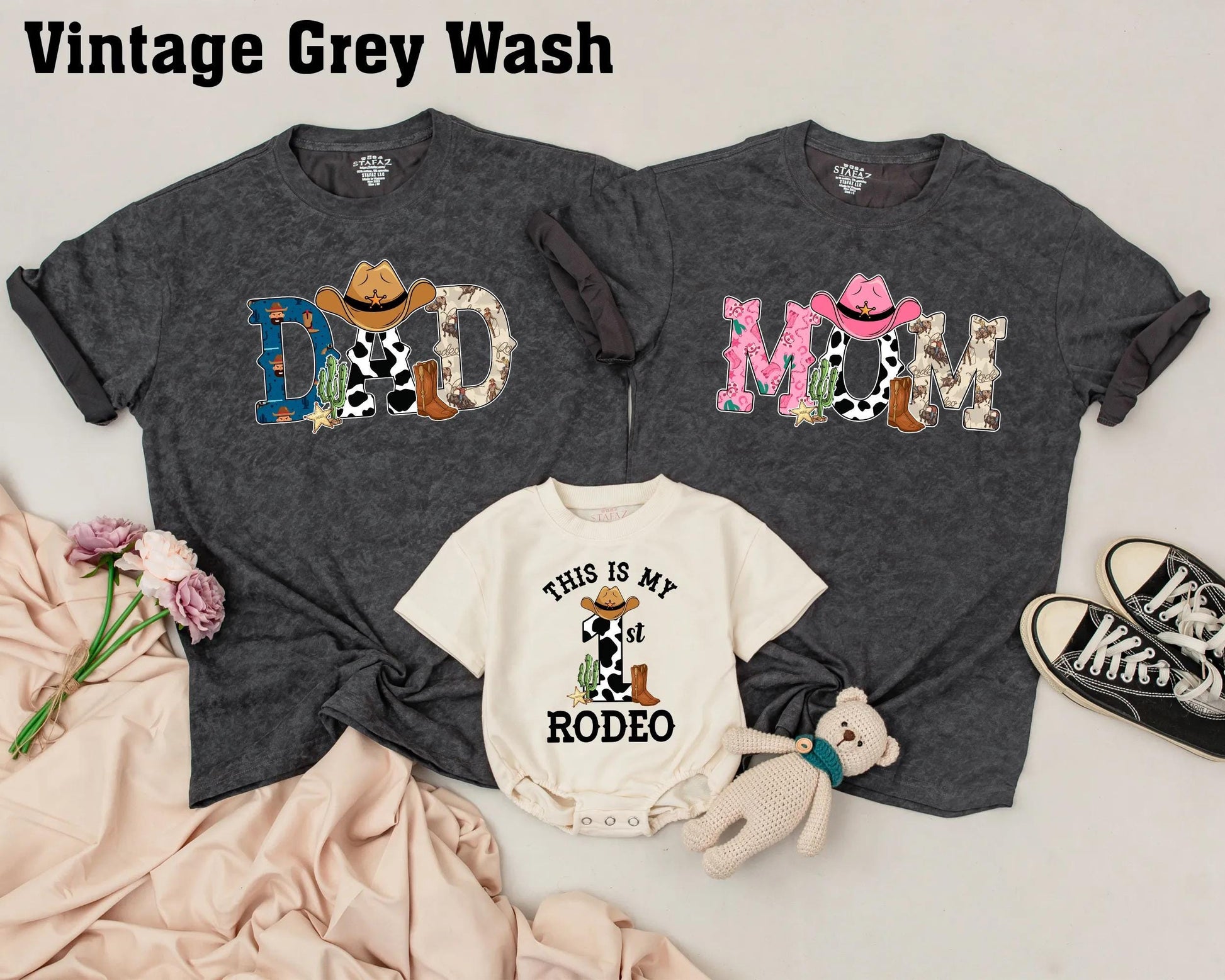 My First Rodeo Shirt Custom Cowboy 1st Birthday Outfit for Boys & Girls Matching Family Western Party