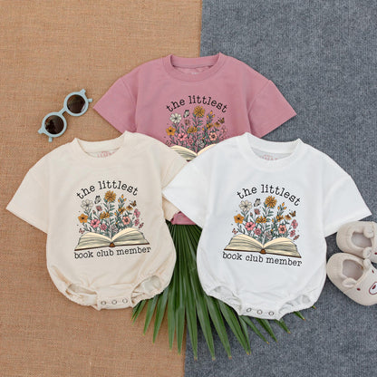 Littlest Book Club Member Floral Romper Baby Reading Outfit Adorable Book Lover Gift Baby Shower Essential Cotton Comfort