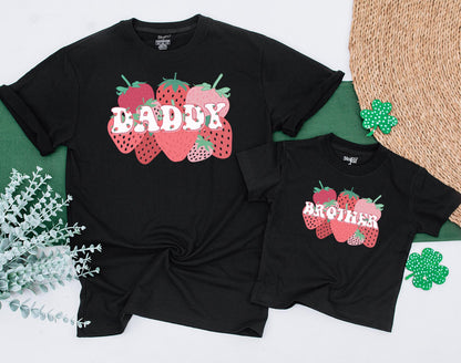 Strawberry Sweet One First Birthday Family Matching T-shirt Mommy and Me Daddy Outfit Berry First Birthday Party Mama 1st Birthday Shirt