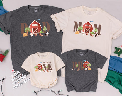 Farm Theme First Birthday Shirt for Boys & Girls Boho Cow Barn Party Matching Family Outfits Toddler Kid Birthday Tee