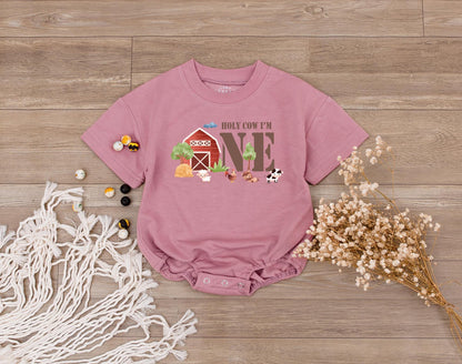 Farm Theme First Birthday Shirt for Boys & Girls Boho Cow Barn Party Matching Family Outfits Toddler Kid Birthday Tee