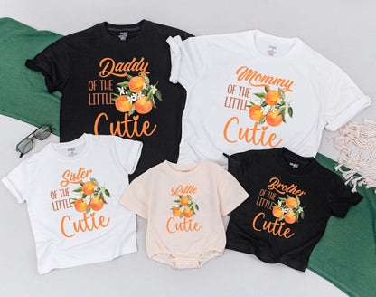 Personalized Little Cutie Orange Fruit Family Matching T-Shirts Baby Romper Sweet Newborn Outfit Baby Shower Gift Comfortable Cotton Apparel