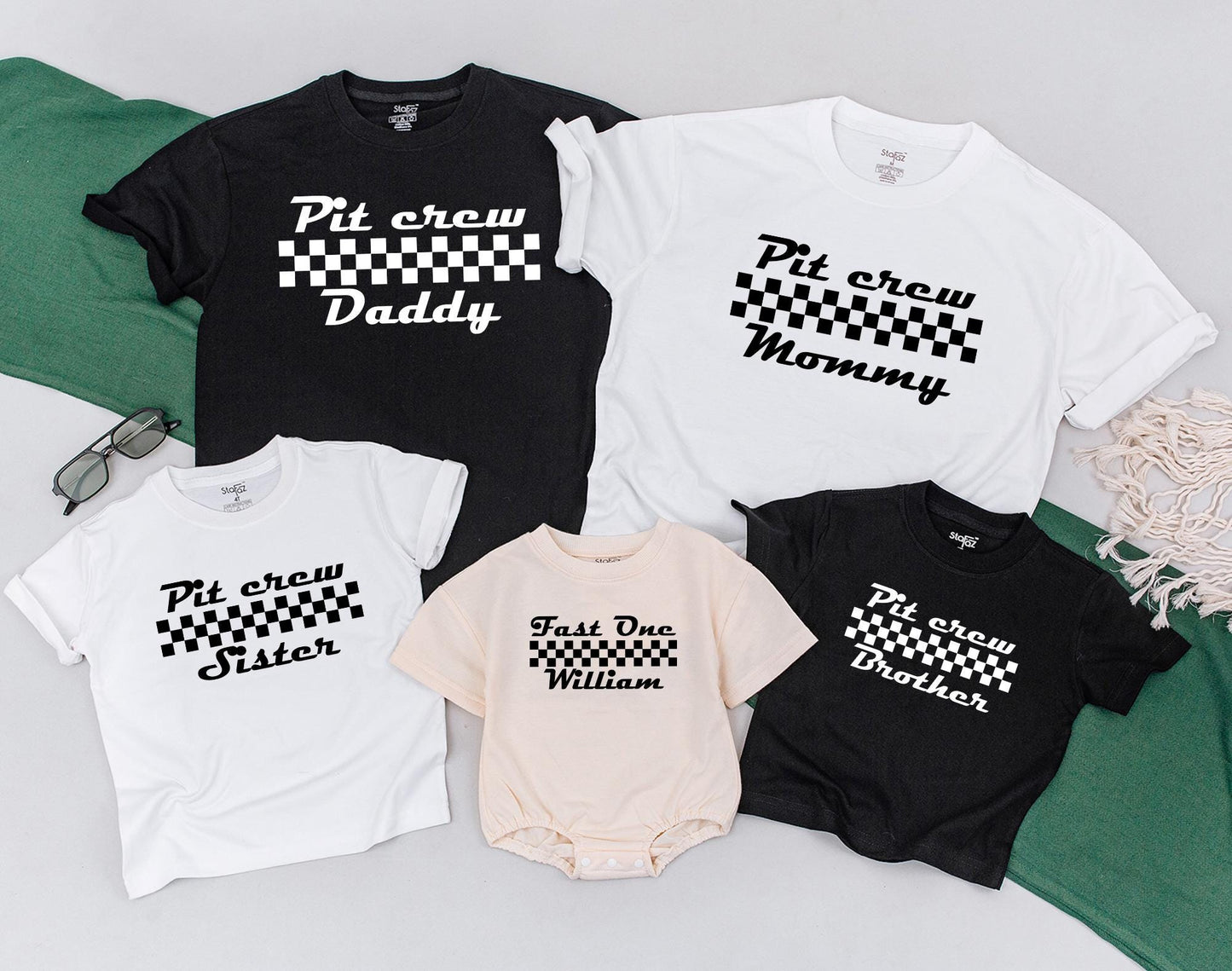 Fast One Race Car Family Matching Birthday Shirt 1st Birthday Boy Fast 1 Pit Crew Party Outfit Soft Cotton Tee