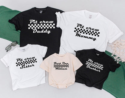 Fast One Race Car Family Matching Birthday Shirt 1st Birthday Boy Fast 1 Pit Crew Party Outfit Soft Cotton Tee