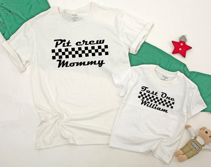 Fast One Race Car Family Matching Birthday Shirt 1st Birthday Boy Fast 1 Pit Crew Party Outfit Soft Cotton Tee