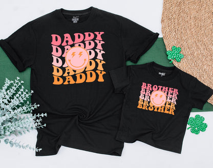 Personalized One Happy Dude Matching Family First Birthday Shirt Retro Distressed Bolt Eyes Design Toddler Baby Boy Girl Celebration Outfit