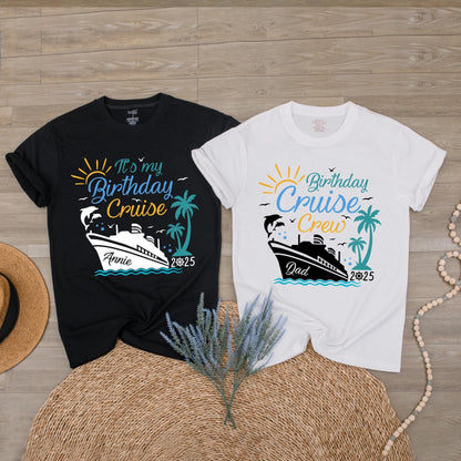 It's My Birthday Cruise Shirt Womens Bday Crew Party Top for Family Cruise Vacation 2025 Group Celebration Gift Comfortable Cotton Tee