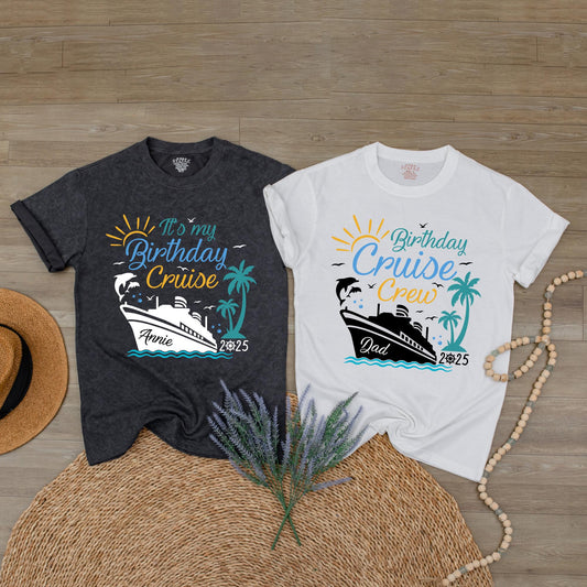It's My Birthday Cruise Shirt Womens Bday Crew Party Top for Family Cruise Vacation 2025 Group Celebration Gift Comfortable Cotton Tee
