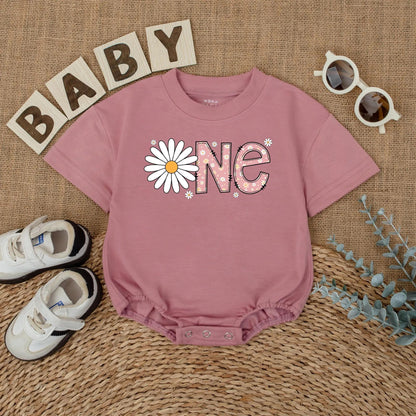 Personalized Daisy 1st Birthday Romper for Baby Girl, Wildflower Wild ONE Bodysuit, First Birthday Outfit, Custom Cake Smash