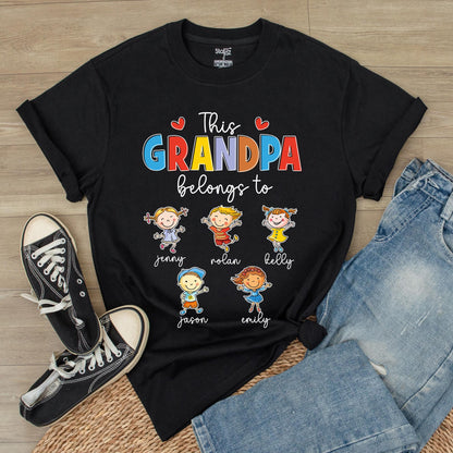 Custom Grandpa Shirt Best Grandpa Ever Belongs To Grandchild Name Tee Father's Day Gift