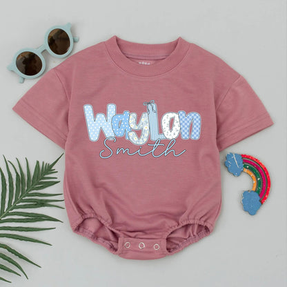 Custom Waylon Smith Bubble Bodysuit Blue Letter Romper for Baby Boys Fun Cartoon Name Outfit Baby Shower Birthday Gift Newborn Clothes