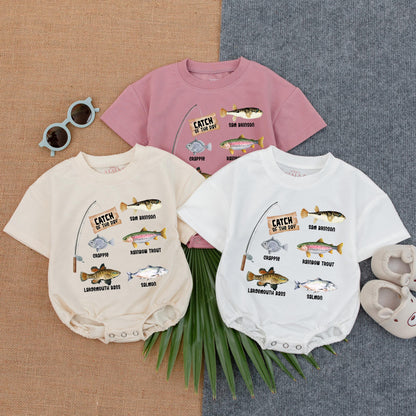 Catch of the Day Baby Romper Funny Fishing Outfit for Baby Boy Summer Romper First Fish Buddy Gift
