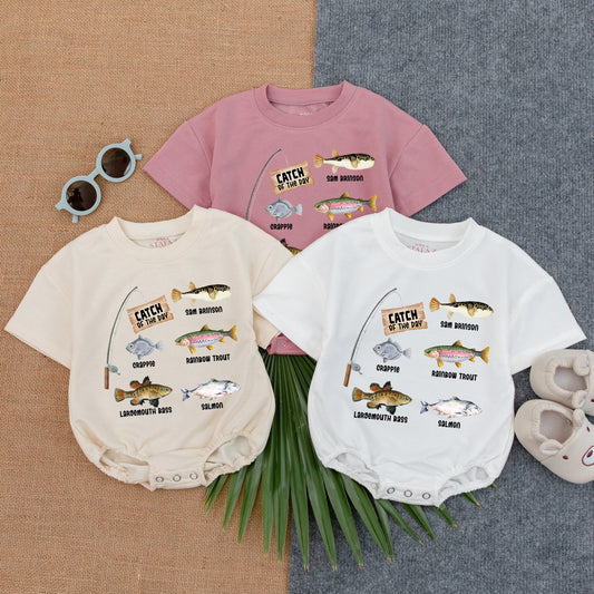 Catch of the Day Baby Romper Funny Fishing Outfit for Baby Boy Summer Romper First Fish Buddy Gift